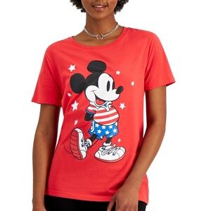 NWT Disney Juniors Red Americana Mickey Graphic-Print Tee Size S